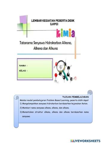 Tata nama senyawa alkana, alkena dan alkuna
