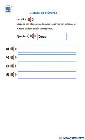 Dictado de Números ejemplo