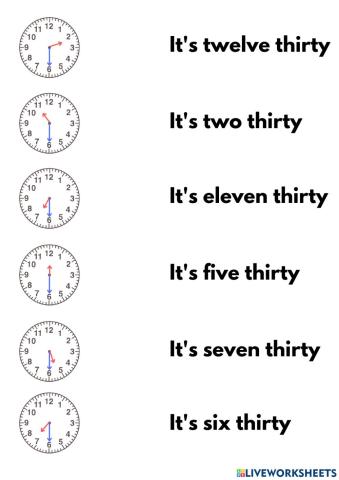 Telling time- thirties (thirty)