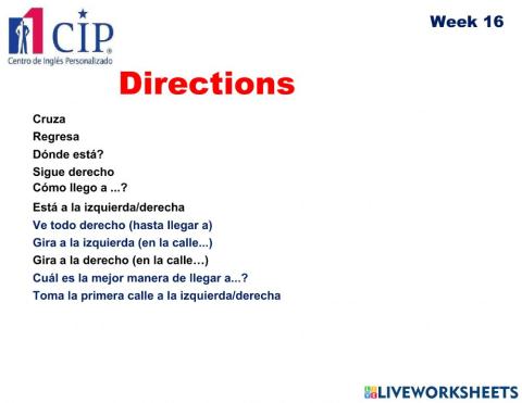 Directions Exam Week 16