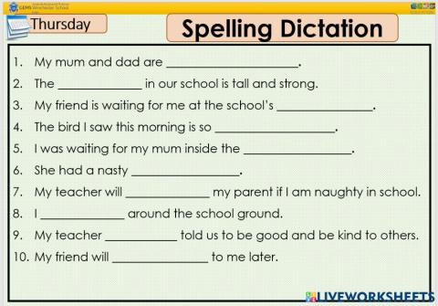 Term3-week10 Spelling Dictation