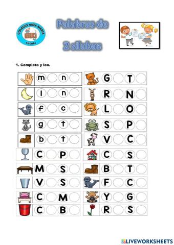 Palabras de 2 silabas