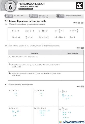 Linear Equations in One Variable