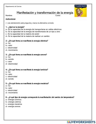 Manifestaciones de la energía