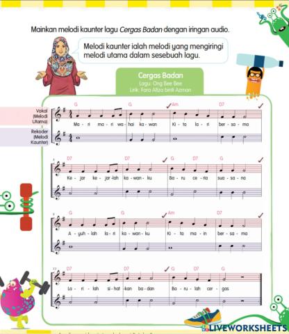 Not muzik lagu cergas badan