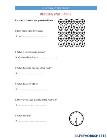 Animals, days of the week and activities