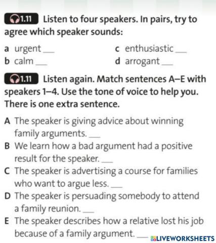 Solution Int. 1C Listening 1.11 (ex 6 & 7) 3rd Ed.