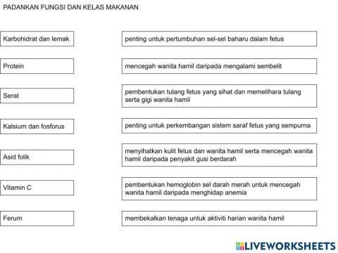 4.5.2 fungsi kelas makanan kepada wanita mengandung