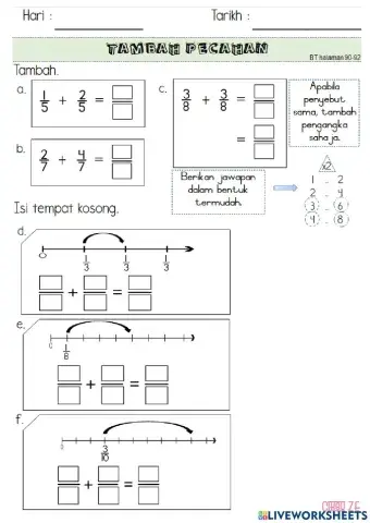 Tambah Pecahan Tahun 3