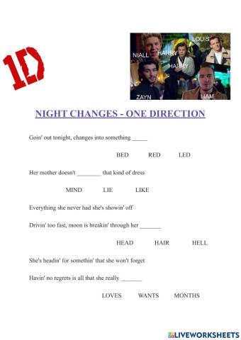 Listening comprehension - Listen to - Night Changes- by One Direction