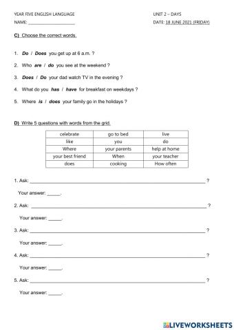 Present simple questions