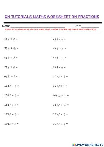 Gn tutorials maths worksheet