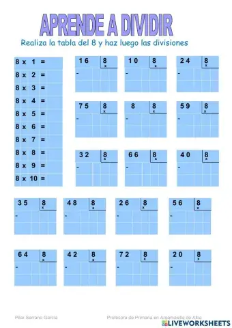 Dividir por 8-Aprende
