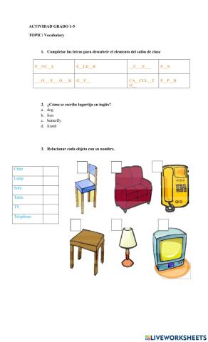 Vocabulario en inglés