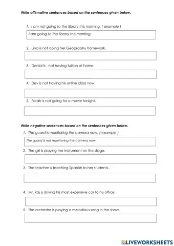 Affirmative and negative sentences