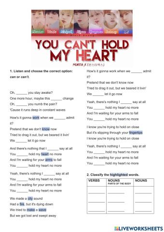 You can't hold my heart- Monsta X