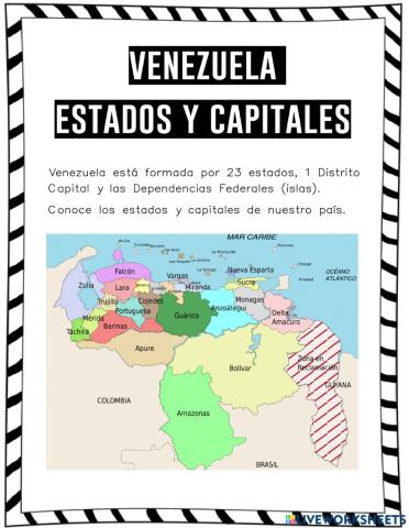 Estados y Capitales. Venezuela