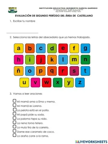 Evaluacion final de periodo de castellano