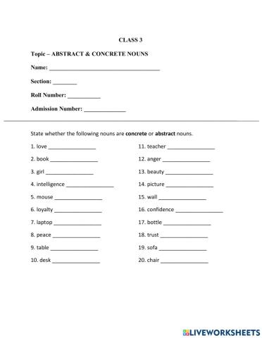 Abstract & Concrete Nouns