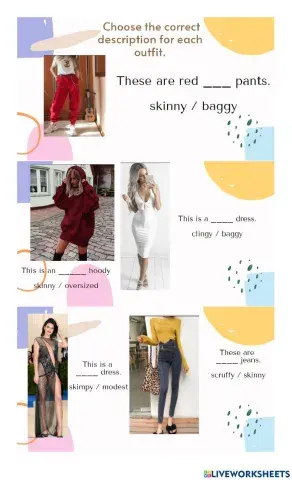 Adjectives to describe clothes