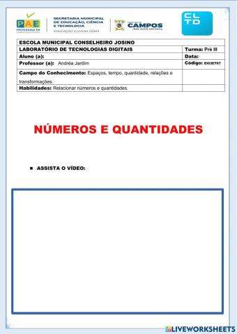 Numeros e quantidade