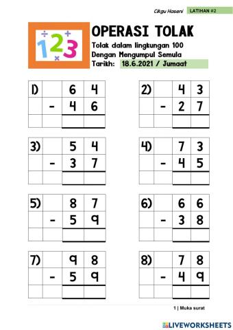 Tolak Dalam Lingkungan 100 Dengan Mengumpul Semula