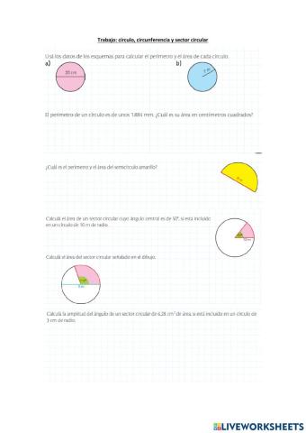 Círculo, circunferencia y sector circular