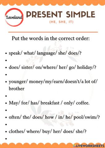 Present Simple (he, she, it)