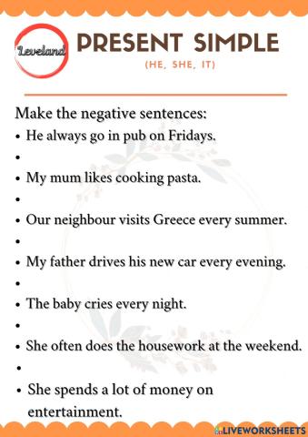 Present Simple (he, she, it)