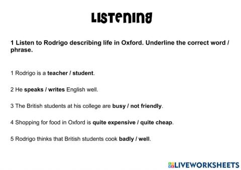 Adults - listening test