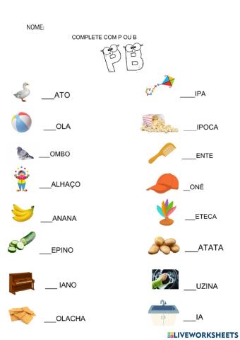 Complete com p ou b
