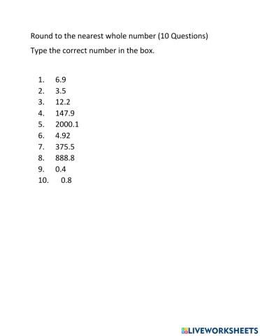 Round to nearest whole number