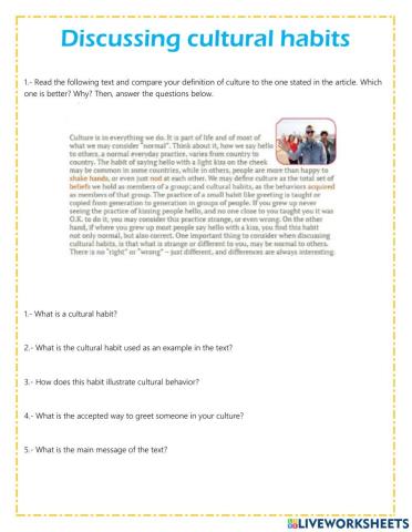 Discussing cultural habits