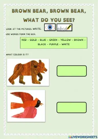 Brwon Bear Colours Activity
