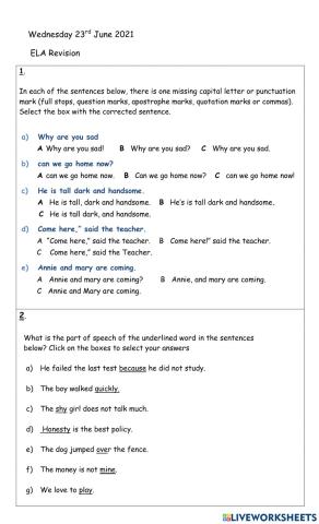 ELA Revision for End of Term Examinations