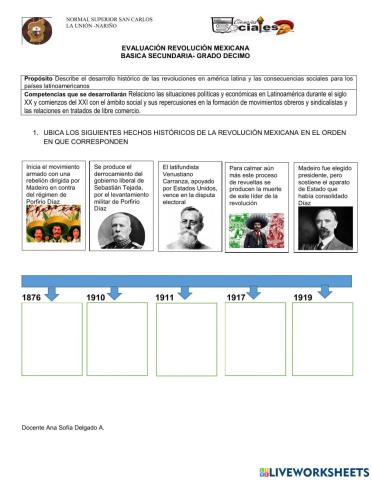 EVALUACION REVOLUCIÓN MEXICANA