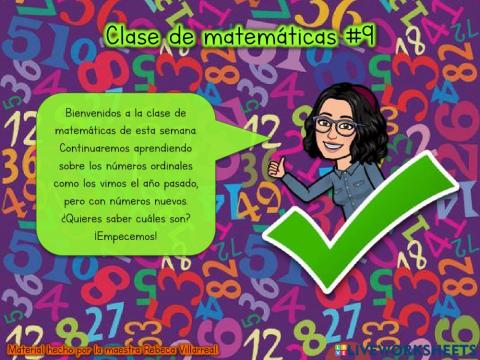 Números ordinales del 1° al 20°