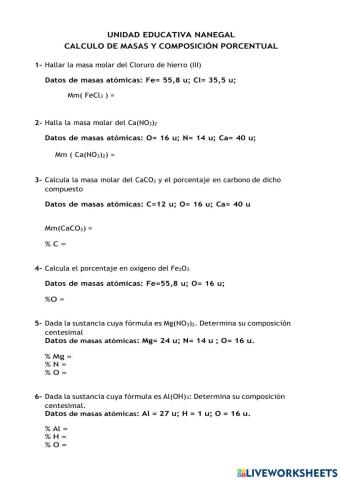 Composicion porcentual