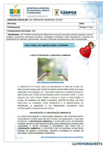 Arte de Preservar o Meio ambiente