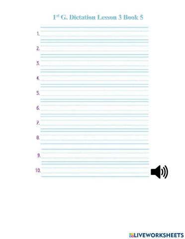 1st G. Dictation Lesson 3 Book 5