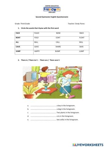 Third grade second quimester evaluation