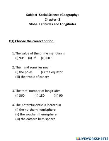 Globe : latitudes and longitudes