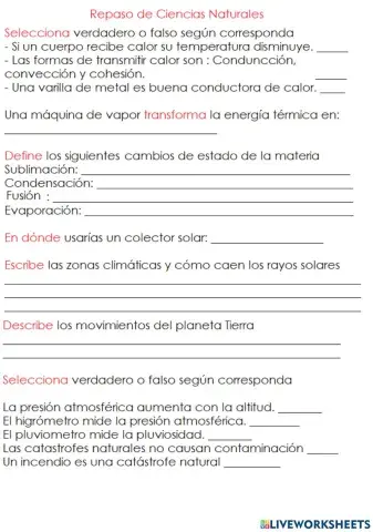 Repaso ciencias naturales