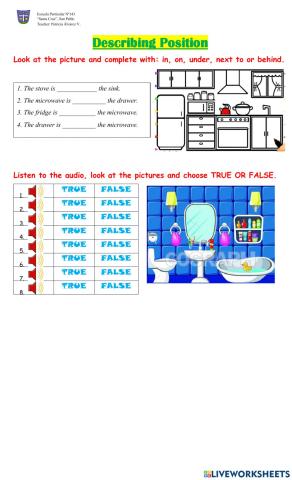 Describing position in on under next to behind