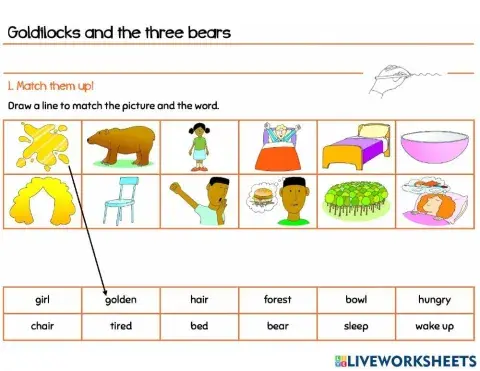 Goldilocks & the three bears worksheet