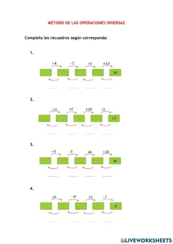 Operaciones inversas