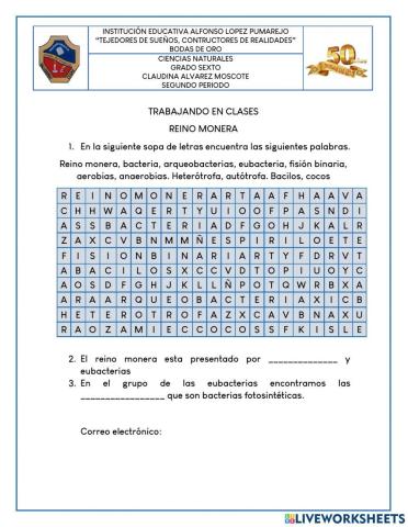 Actividad reino monera