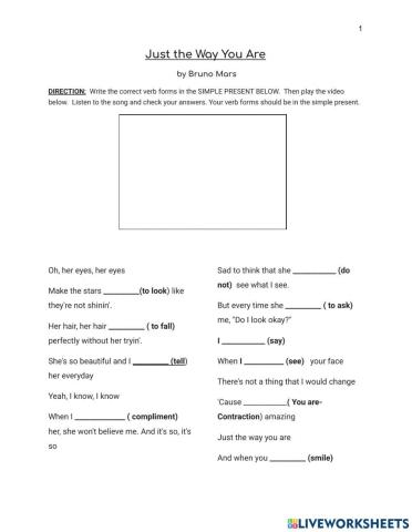 The Simple Present with Songs- Just the Way You Are by Bruno Mars