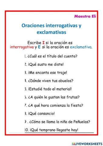 Oraciones interrogativas y exclamativas