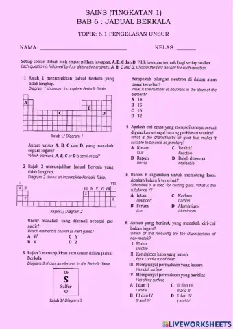 6.1 Pengelasan Unsur